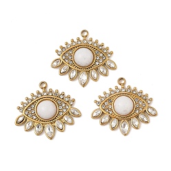 Белый Нефрит Подвески из натурального белого нефрита, 304 подвески из нержавеющей стали с кристаллами и стразами, реальный 18 k позолоченный, вакуумное покрытие pvd, 18x19.5x4 мм, отверстие : 1.5 мм