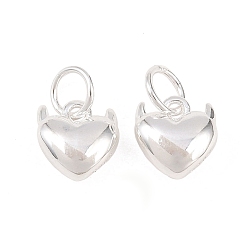 Серебро 925 Сердечко из стерлингового серебра с подвесками в виде рога, с печатью 925, серебряные, 7.5x7.5x3.5 мм, Перейти кольцо: 5x0.8 мм, 3.5 мм внутренним диаметром