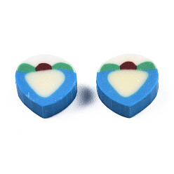 Темно-Голубой Бусины из полимерной глины , персик, глубокое синее небо, 9~9.5x9.5~10x4.5 мм, отверстие : 1.2~1.8 мм