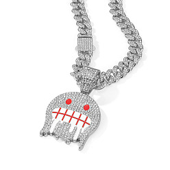 Красный Подвеска-призрак из цинкового сплава с кристаллами и стразами, эмаль, для мужчин., платина, красные, 19.69 дюйм (50 см)