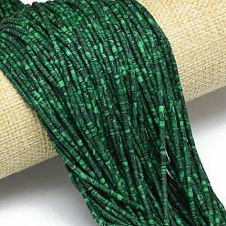 Зеленый Окрашенные синтетические бирюзовые бусы нити, колонка, зелёные, 2~2.5x2 мм, отверстие : 0.5 мм, около 42~45 шт / нитка, 13.19''~13.39'' (33.5~34 см)