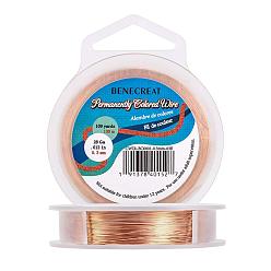 Персиковый Слойка Круглая медная проволока для изготовления ювелирных изделий, розовые, 0.3 мм, около 328.08 футов (100 м) / рулон