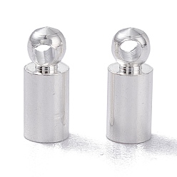 Серебро Латуни мозг заканчивается, Торцевые крышки, долговечный, столбик с петлей, серебряные, 9x3.5 мм, отверстие : 1.5 мм, внутренний диаметр: 3 мм