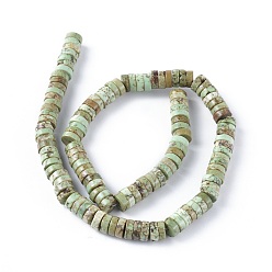 Dark Sea Green Natural Magnesite Beads Strands, Heishi Beads, Dyed & Heated, Flat Round/Disc, Dark Sea Green, 8x3mm, Hole: 1mm, about 122pcs/strand, 15.1 inch(38.5cm)