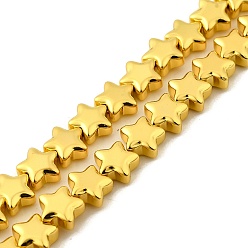 с Золотистым Покрытием Стеклянные бусины с гальваническим покрытием , звезда, полное покрытие, с золотым покрытием, 8x8.5x4 мм, отверстие : 0.8 мм, около 56 шт / нитка, 15.51'' (39.4 см)