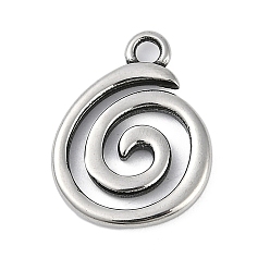 Античное Серебро 316 хирургические подвески из нержавеющей стали, вихревое очарование, античное серебро, 20.5x16x2.5 мм, отверстие : 2.2 мм