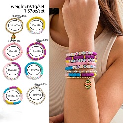 Egg 8 шт. 8 виды браслетов из акрила, пластика CCB и полимерной глины, браслеты с эмалированными подвесками из пасхального сплава, разноцветные, яйцо, 7.09 дюйм (18 см)