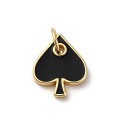 Черный Латунь эмаль прелести, шарма сердца, с целью перехода в кольце, без кадмия и без свинца, стойки покрытие, долговечный, реальный 18 k позолоченный, чёрные, 14.5x12x2 мм, отверстие : 3.5 мм