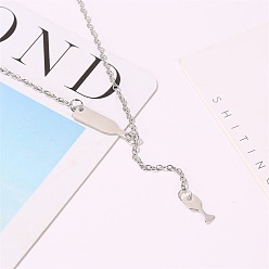 Платина Сплав кабель цепь винный кубок кулон y ожерелья для женщин, платина, 19.69 дюйм (50 см)