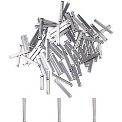 Stainless Steel Color 304 Stainless Steel Links, Rectangle, Stainless Steel Color, 25x3.5x1mm,  Hole: 1mm, 100pcs/box