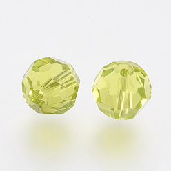 Yellow Green Imitation Austrian Crystal Beads, Grade AAA, Faceted(32 Facets), Round, Yellow Green, 8mm, Hole: 0.9~1.4mm