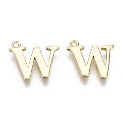 Letter W Латунь прелести, без никеля , буквы, реальный 18 k позолоченный, буква.w, ш: 13x14.5x1.5 мм, отверстие : 1.2 мм