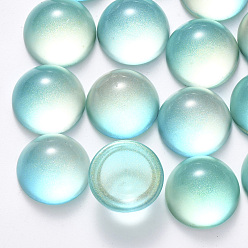 Аквамарин Прозрачный лак окрашенные стекла кабошонов, с блеском порошок, полукруглые / купольные, аквамарин, 20x10 мм