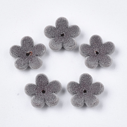 Gris Clair Chapeaux de perle acrylique floconneux, 5 pétales, fleur, gris clair, 17x18x5mm, Trou: 1mm