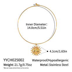 Солнце Мода 304 ожерелья-чокеры из нержавеющей стали для женщин, реальный 18 k позолоченный, солнце, внутренний диаметр: 5.51 дюйм (14 см)