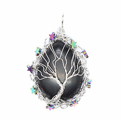 Обсидиан Природные подвески обсидиана, слеза, 63x40x11 мм