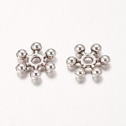 Antique Silver Zinc Alloy Beads Spacers, with One Hole, Snowflake, Antique Silver, 8.5x2.5mm, Hole: 1.5mm
