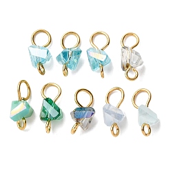 (52) Непрозрачная лаванда Подвески-соединители с треугольными звеньями из гальванического стекла, с золотым оттенком 304 двойные петли из нержавеющей стали, разноцветные, 10.5~11x4.5~6x4~4.5 мм, отверстия : 1.6 mm и 3 мм