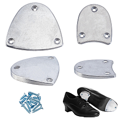 Platino 4 Protector de suela de zapatos de claqué de aluminio (unidades), Suela y talón antideslizantes, con 12 tornillos, Platino, 68.5x77x7.5 mm