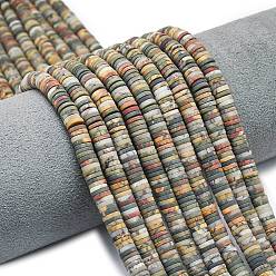 Пикассо Камень Нити бусин из натуральной красной яшмы пикассо/полихромной яшмы, матовые, дисковые бусы, Heishi бусы, 6~6.5x1~1.5 мм, отверстие : 0.9 мм, о 242~244 шт., 15.16~15.35 дюйм (38.5~39 см)