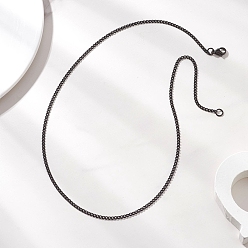 Черный 2.5мм 304 ожерелья из витой цепи из нержавеющей стали для женщин и мужчин, чёрные, 17.72 дюйм (45 см)