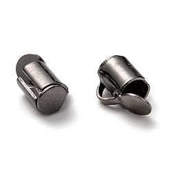 Gunmetal Brass Slide On End Clasp Tubes, Slider End Caps, Gunmetal, 6x6x4mm, Hole: 1x2mm, Inner Diameter: 3mm