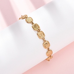 Золотой 304 женские браслеты-цепочки со звеньями из нержавеющей стали, квадратный, золотые, 6-5/8 дюйм (16.8 см)