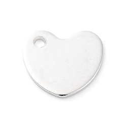 Серебро 201 подвески из нержавеющей стали для штамповки заготовок, сердце, серебряные, 9.5x10.5x1.5 мм, отверстие : 1.9 мм