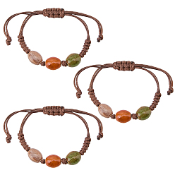 Oval 3Bracelets tressés en perles de porcelaine faites à la main pour hommes et femmes, ovale, diamètre intérieur: 1~3-1/8 pouce (2.6~7.8 cm)