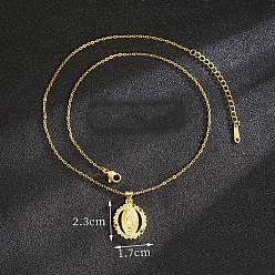 Разноцветный Латунные стразы религиозные подвески Девы Марии ожерелья для женщин, матовый золотой цвет, красочный, 16.14 дюйм (41 см)