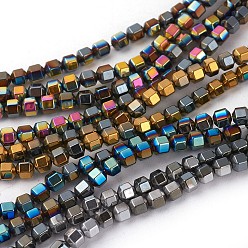 Mixed Color Electroplated Non-magnetic Synthetic Hematite Beads Strands, Beads Strands, Half Plated, Hexagonal Prism, Mixed Color, 3.5x3.5x4mm, Hole: 0.5mm, about 107pcs/strand, 16.14 inch(41cm)
