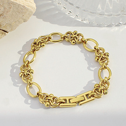 Ring 304 женские браслеты-цепочки со звеньями из нержавеющей стали, реальный 18 k позолоченный, кольцо, 7.68 дюйм (19.5 см)