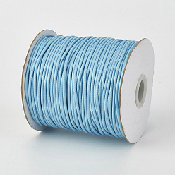 Light Sky Blue Eco-Friendly Korean Waxed Polyester Cord, Light Sky Blue, 1mm, about 169.51~174.98 Yards(155~160m)/Roll