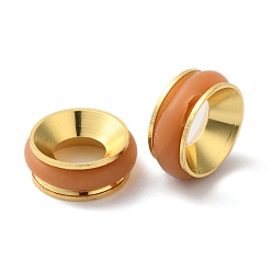 Перу Стойки обшивки латунные бусины, с эмалью, без кадмия и без свинца, колонка, реальный 18 k позолоченный, долговечный, Перу, 7.5x3 мм, отверстие : 3.5 мм