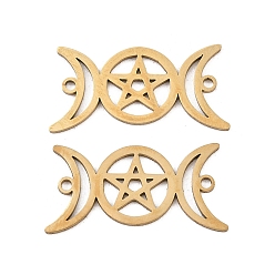 Золотой 201 подвески-соединители из нержавеющей стали с тройными лунными звеньями, золотые, 13x26x1 мм, отверстие : 1.4 мм