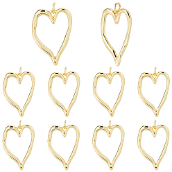 Настоящее золото 18K 10подвески из латуни с гальваническим покрытием, полые прелести сердца, без свинца и без кадмия, с целью перехода в кольце, долговечный, реальный 18 k позолоченный, 25x18x2.5 мм