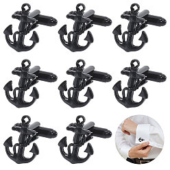 Черный 4 пары запонок из сплава, якорь, чёрные, 27 мм