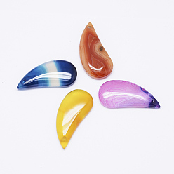 Натуральный Агат Природные подвески агат, Магатама, окрашенные, разноцветные, 40~44x18~22x5~7 мм, отверстие : 1.5 мм