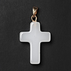 Гейнсборо Стеклянные подвески, с золотой гальванической железной фурнитурой, крестик, светло-серые, 28.5x18x4.5 мм, отверстие : 5.5x3 мм