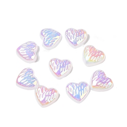 Colorful UV Plating Acrylic Cabochons, Iridescent, Heart, Colorful, 11.5~12x12~12.5x4mm