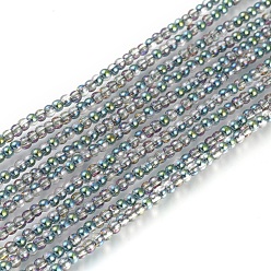 Green Plated Electroplate Glass Beads Strands, Round, Half Plated, Green Plated, 2mm, Hole: 0.6mm, about 180pcs/strand, 14.17 inch(36cm)