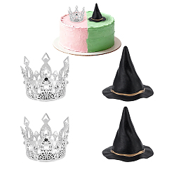 (52) Непрозрачная лаванда 2шт. шляп ведьмы из ПВХ, для украшения хэллоуина, с 2шт. пластиковыми коронами для украшения торта на день рождения, разноцветные, 76x76x67 мм