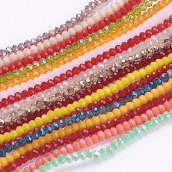 Mixed Color Glass Beads Strands, Faceted, Rondelle, Mixed Style, Mixed Color, 3x2mm, Hole: 0.8mm, about 185~190pcs/strand, 15.5~16 inch(39.3~40.6cm)