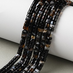 Flower Agate Natural Black Flower Agate Beads Strands, Disc, Heishi Beads, 4x2~2.5mm, Hole: 0.7mm, about 159~161pcs/strand, 14.96''~15.04''(38~38.2cm)