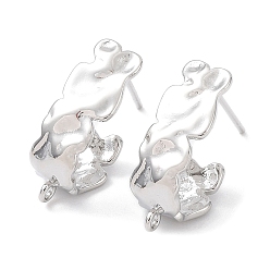 Платинированный Изделия из латуни, без кадмия, без никеля и без свинца, Фурнитура для серег-полукольца с вертикальной петлей, Twist овальные, Реальная платина, 17x6.5 мм, отверстие : 1.2 мм, штифты : 0.7 мм