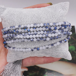Гейнсборо Браслеты из стеклянных бусин для женщин, ronud, с кисточкой, граненые, светло-серые