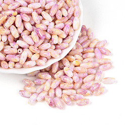 Персиковый Слойка Выпечка краска стеклянные бусины, круглое отверстие, овальные, розовые, 9.5x4~4.5 мм, отверстие : 0.8~1 мм, Около 1750 шт / фунт