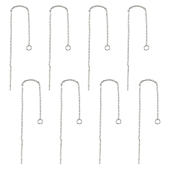 Stainless Steel Color 10 Pairs 304 Stainless Steel Earring Findings, Ear Threads, Stainless Steel Color, 90~94x1.2mm, Pin: 0.8mm
