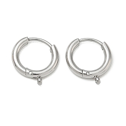 Stainless Steel Color 304 Stainless Steel Huggie Hoop Earring Findings, with Loops, Stainless Steel Color, 13.5x12x2mm, Hole: 1mm