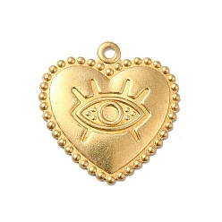 Golden Brass Pendant Cabochon Settings, Heart with Eye Pattern, Golden, Tray: 2mm, 19x19x1.5mm, Hole: 1.4mm